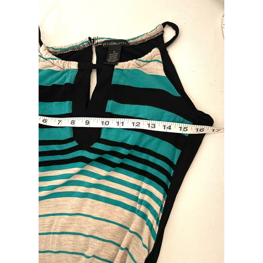 Resort Chic Striped Maxi Dress M Sculpting Side Panels Sleeveless Knit Keyhole - Picture 7 of 16